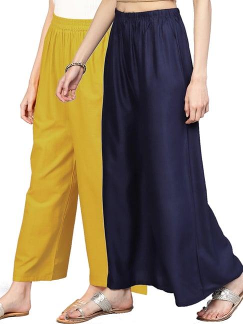 n-gal multicolor flared fit palazzos (pack of 2)