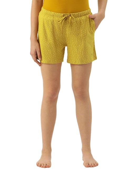 enamor ditsy mustard printed shorts