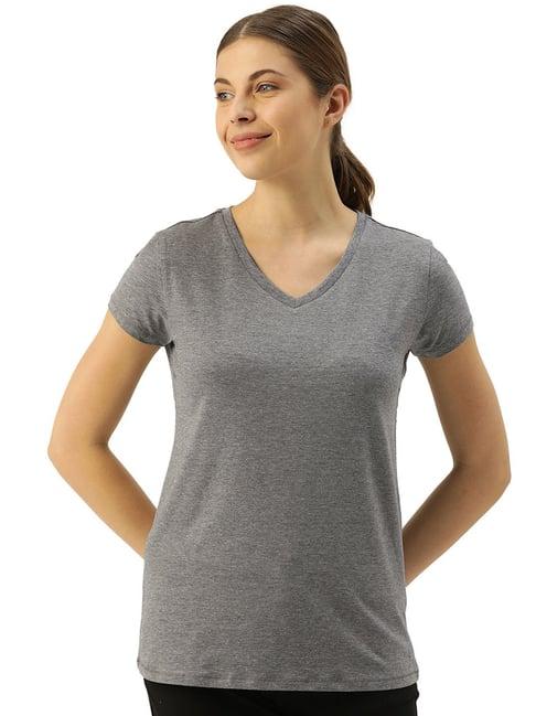 enamor medium grey melange textured tee