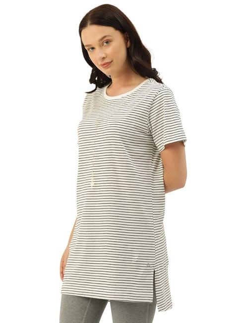 enamor black & ivory striped tunic tee