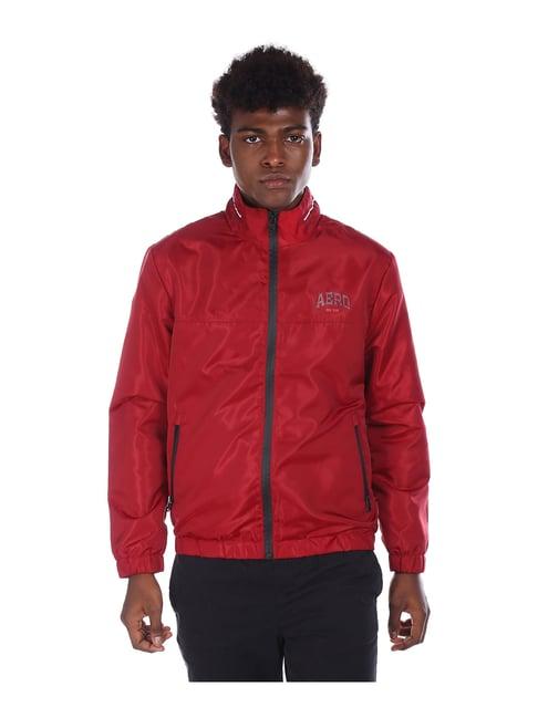 aeropostale red polyester mock collar jacket