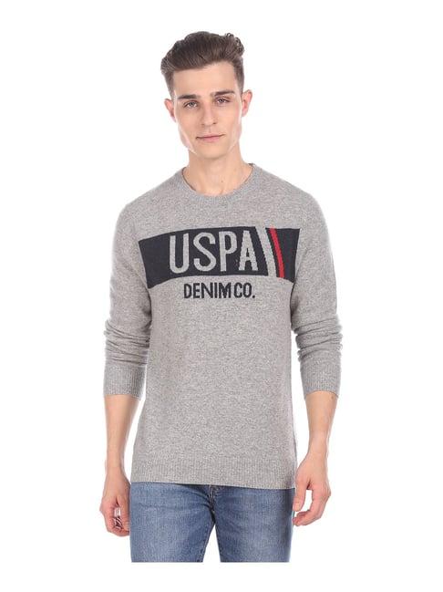 u.s. polo assn. grey round neck sweater