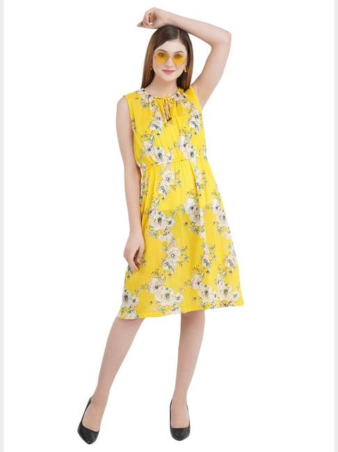 aditi wasan yellow printed empire-line dress