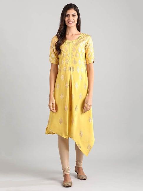 aurelia yellow printed kurta