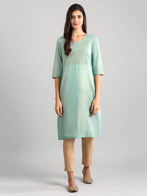 aurelia turquoise embellished kurta