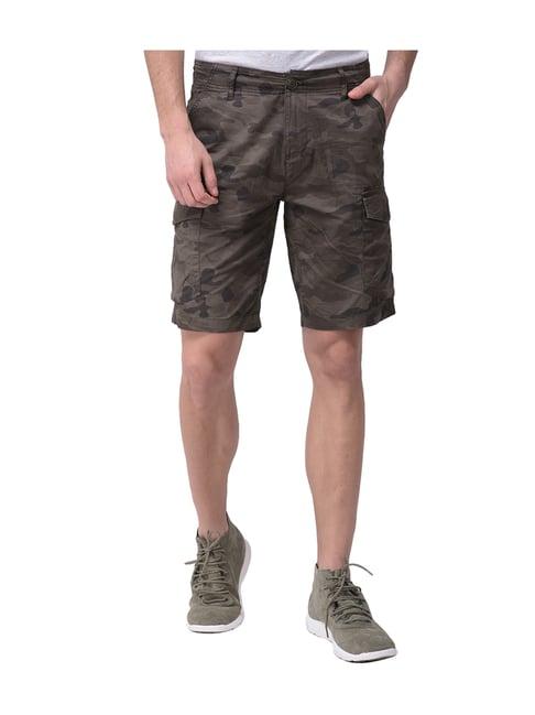 woodland olive cotton printed bermuda shorts