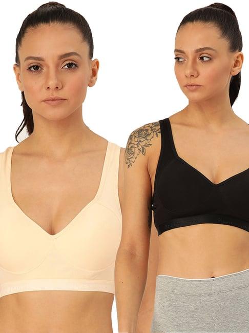 lady lyka multicolor non wired padded sports bra (pack of 2)