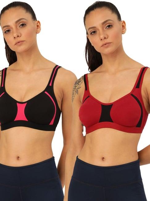 lady lyka multicolor non wired non padded sports bra (pack of 2)