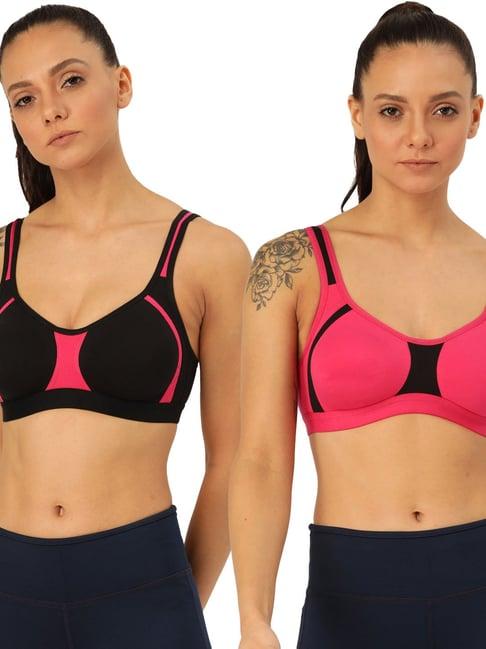 lady lyka multicolor non wired non padded sports bra (pack of 2)