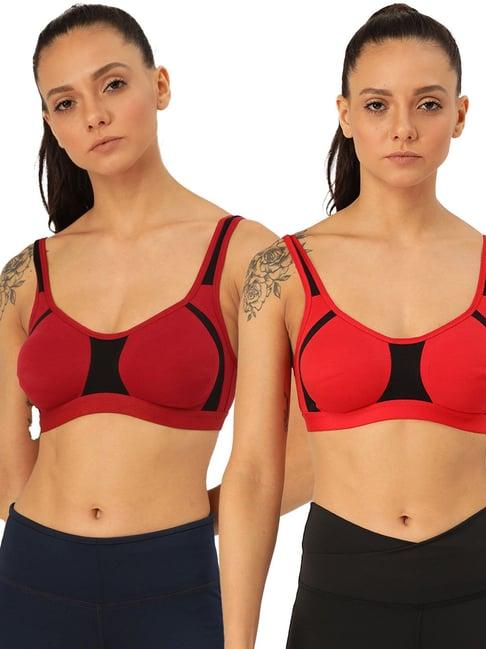 lady lyka multicolor non wired non padded sports bra (pack of 2)