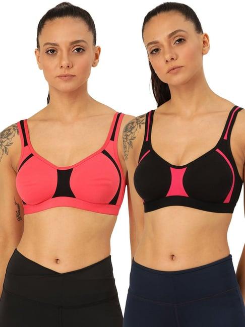 lady lyka multicolor non wired non padded sports bra (pack of 2)