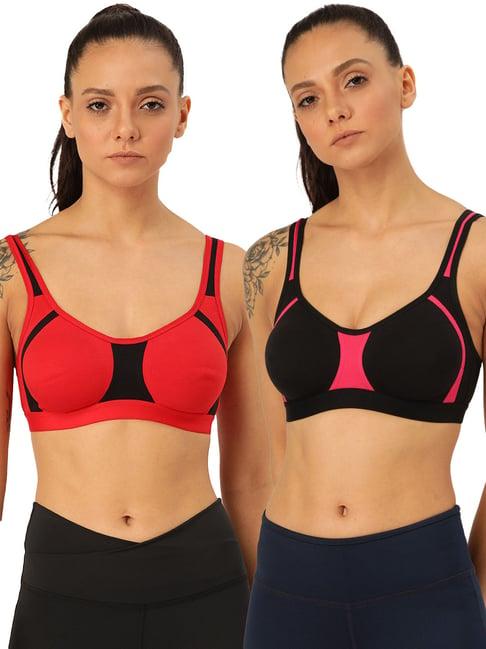 lady lyka multicolor non wired non padded sports bra (pack of 2)