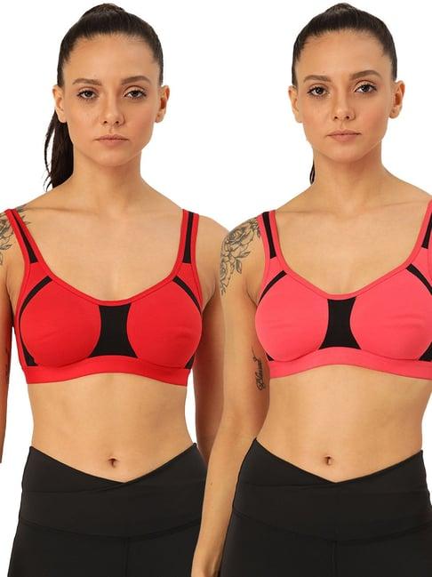 lady lyka multicolor non wired non padded sports bra (pack of 2)