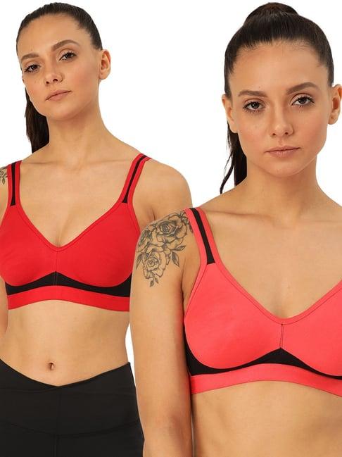 lady lyka multicolor non wired non padded sports bra (pack of 2)