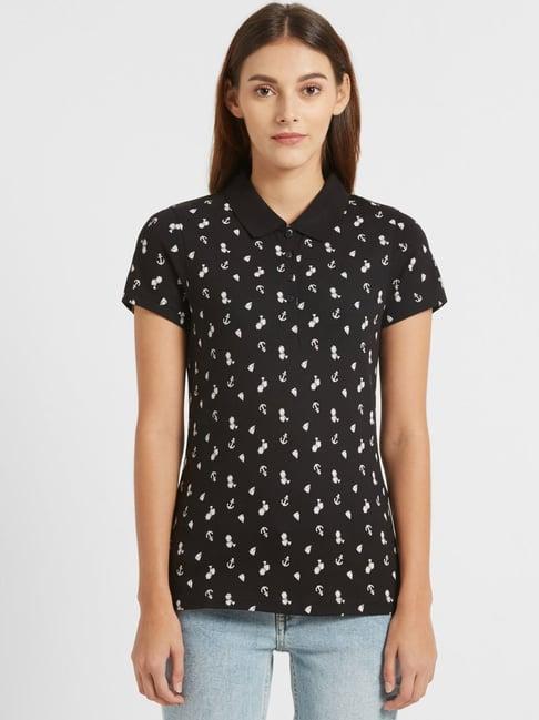 jockey black printed polo t-shirt - ul34 (prints may vary)