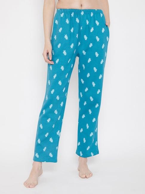 clovia turquoise printed pyjamas