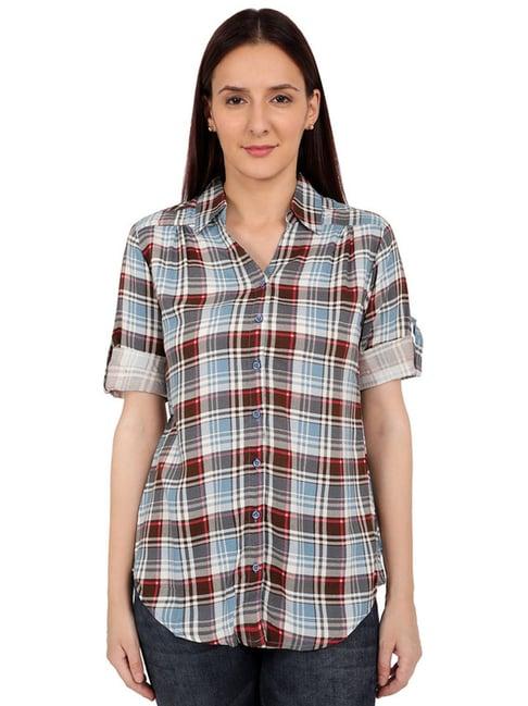 recap red & sky blue chequered shirt