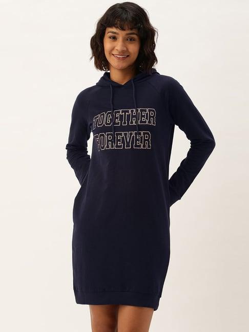 slumber jill navy cotton printed nighty