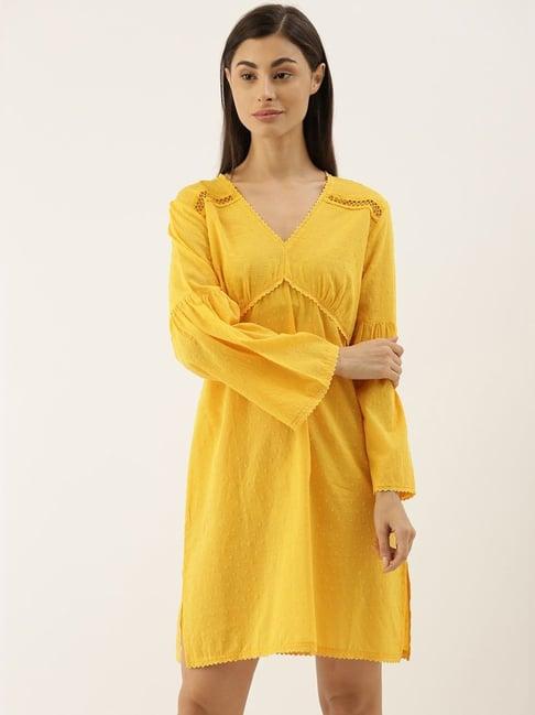 slumber jill yellow cotton self pattern nighty