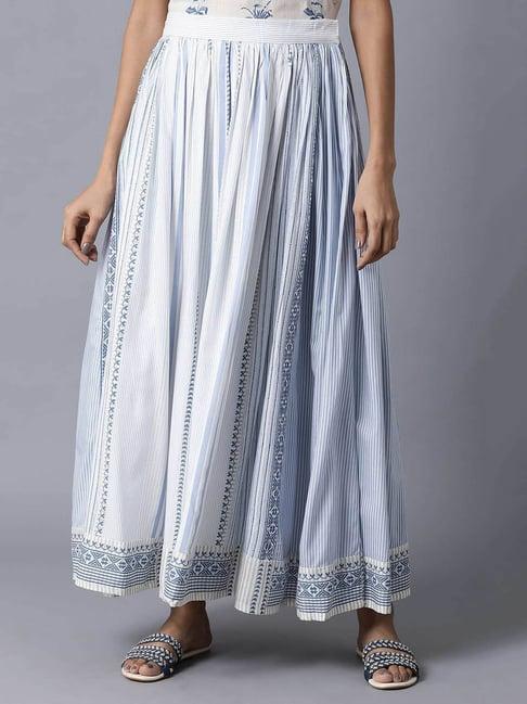 w light blue striped skirt