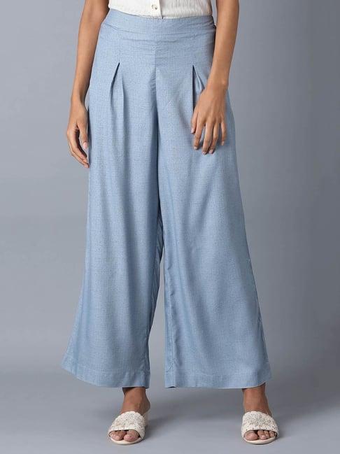 w light blue regular fit palazzos