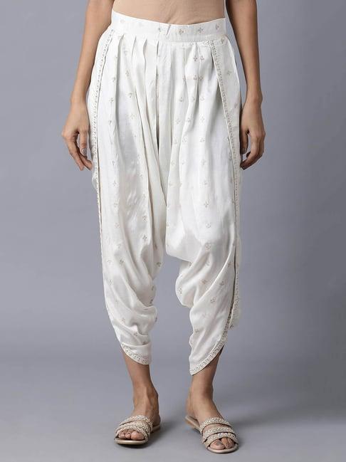 w beige loose fit dhoti pants