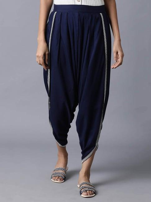 w navy regular fit dhoti pants