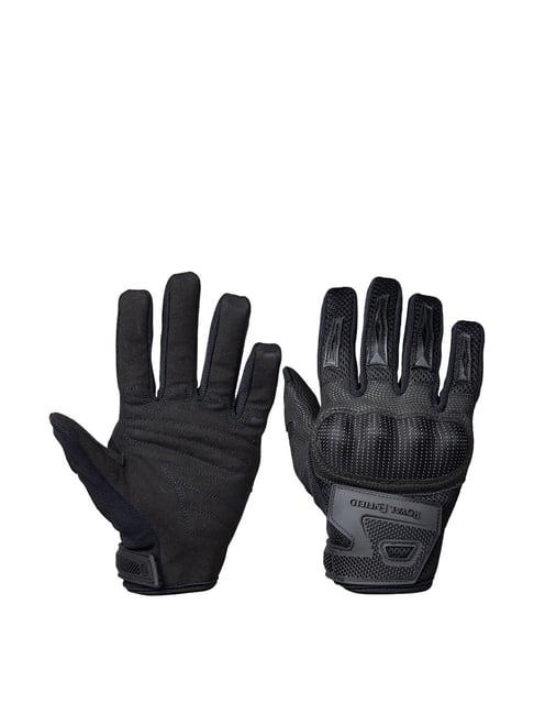 royal enfield black & navy leather gloves - xl