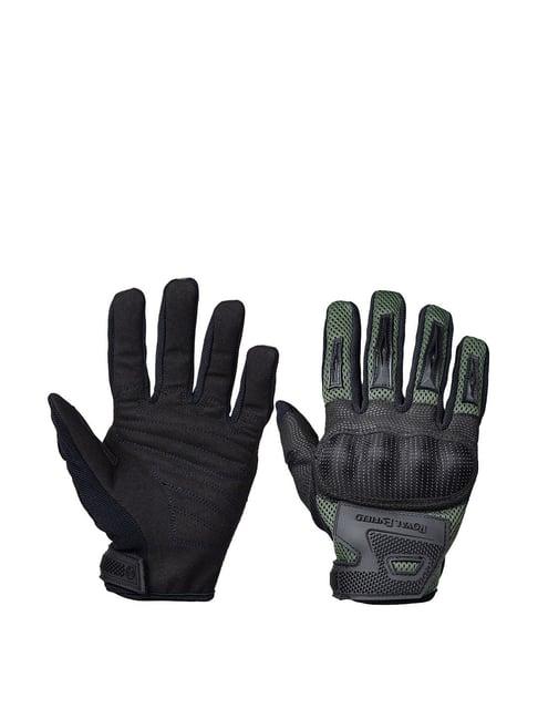 royal enfield olive & black leather gloves - 2xl