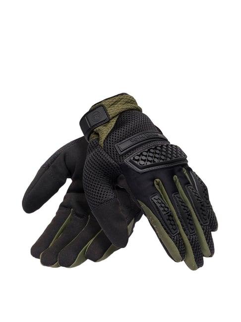 royal enfield olive & black leather gloves - 2xl