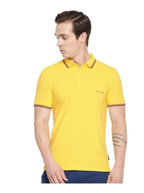 fruit of the loom dark yellow regular fit polo t-shirt