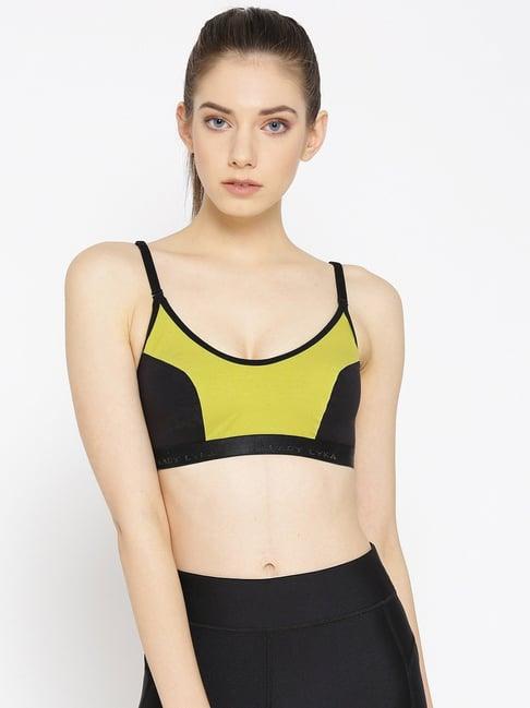 lady lyka green & black non wired non padded sports bra