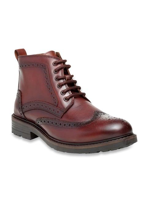 teakwood leathers men's wine brogue boots