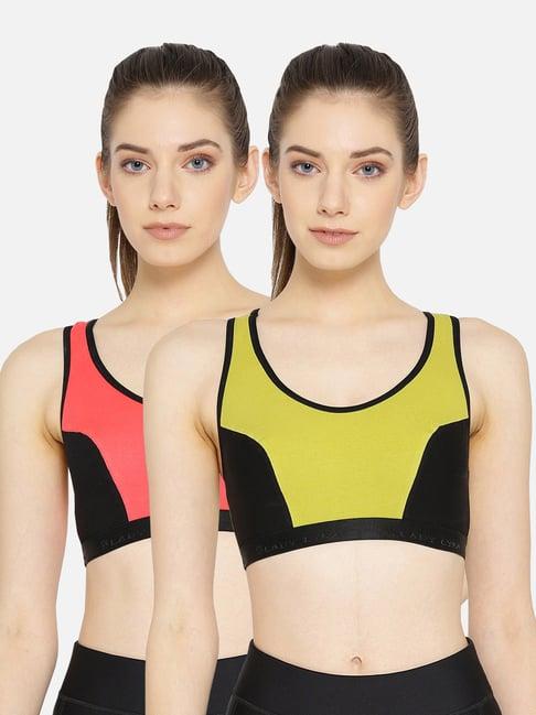 lady lyka multicolor non wired non padded sports bra (pack of 2)