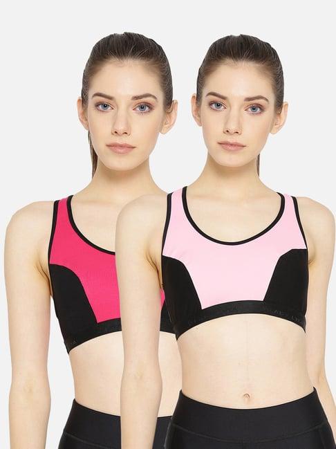 lady lyka multicolor non wired non padded sports bra (pack of 2)