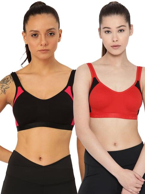 lady lyka multicolor non wired non padded sports bra (pack of 2)