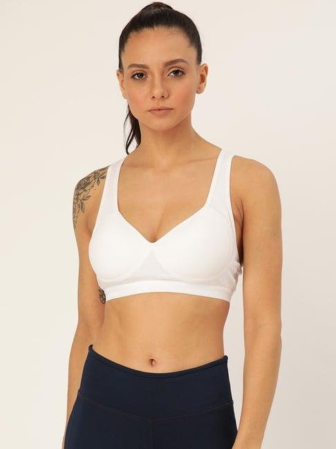 lady lyka white non wired padded sports bra