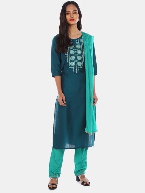 anahi by unlimited blue & turquoise kurta with pant & dupatta