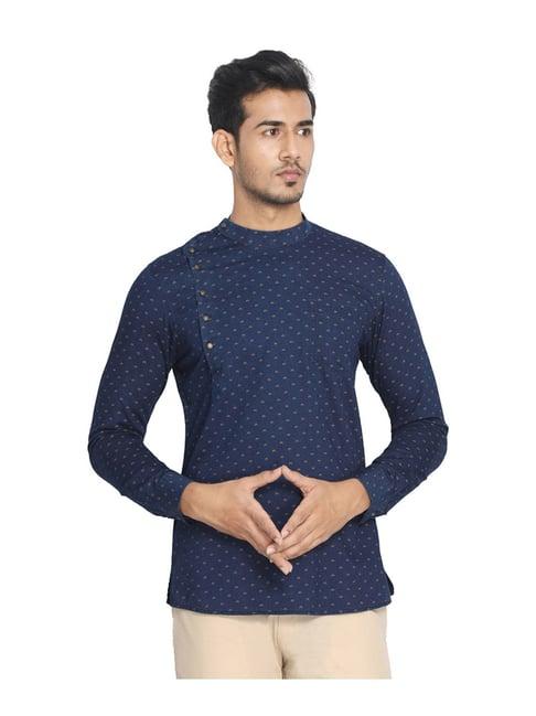 manyavar blue printed short kurta