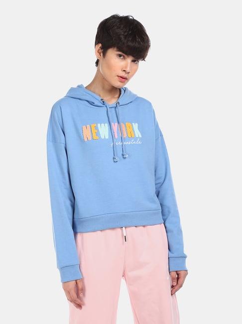 aeropostale sky blue full sleeves hooded sweatshirt