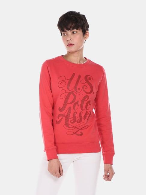 u.s. polo assn. coral full sleeves round neck sweatshirt