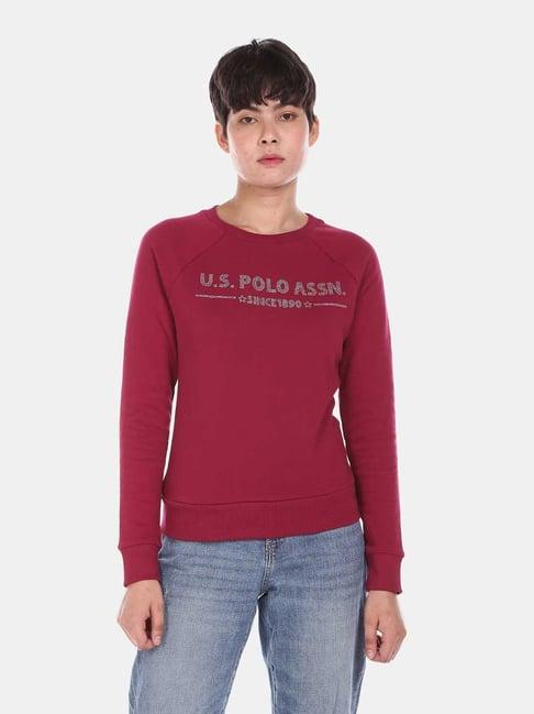 u.s. polo assn. red full sleeves round neck sweatshirt