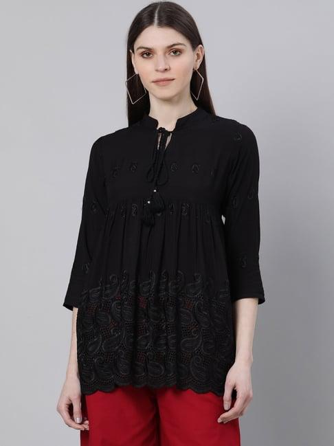 gerua black embroidered tunic