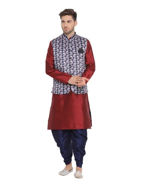 hangup maroon & navy printed suit