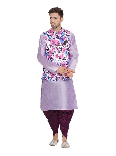 hangup purple & white floral print suit