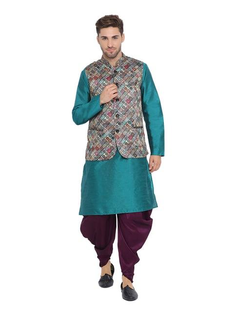 hangup turquoise & purple printed suit