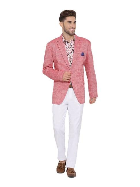 hangup red & white slub three piece suit