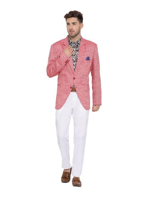 hangup red & white slub three piece suit