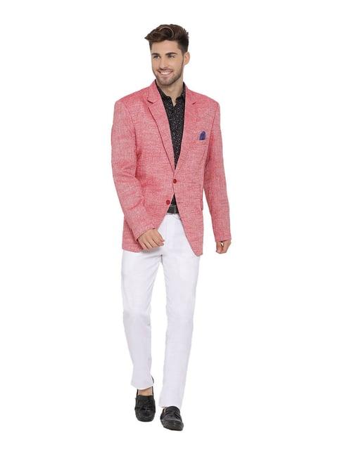 hangup red & white slub three piece suit