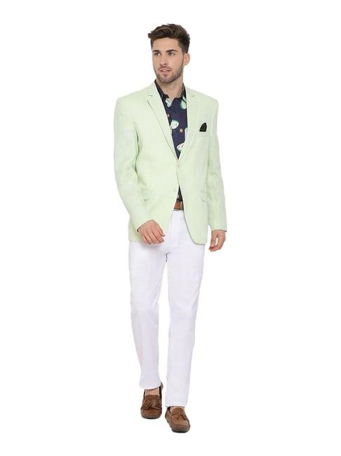 hangup green & white regular fit three piece suit